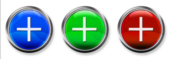 Plus Sign 3-D RGB Buttons
