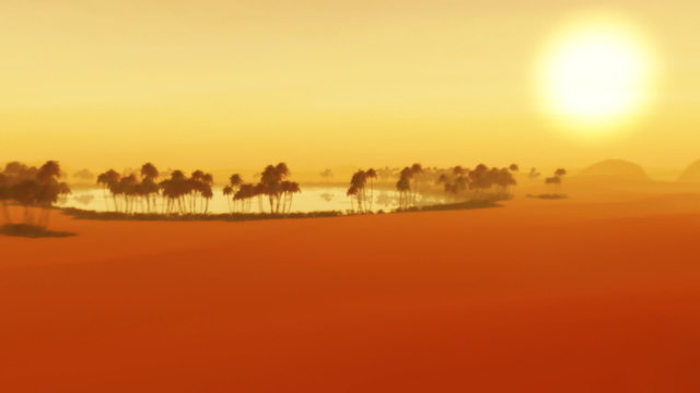 Sunset Sahara Desert Oasis Sand Storm Dunes Wilderness