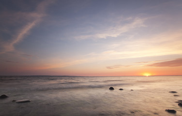 Beautiful ocean view. Sun rising.
