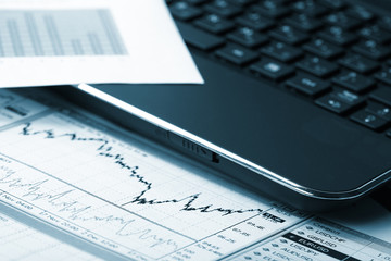 Obraz premium business chart, showing financial success at the stock market