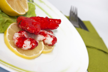 Shrimp salad and lemon