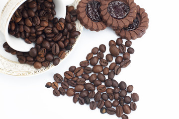 Coffee beans in shape of heart
