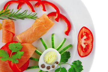 smoked salmon on white