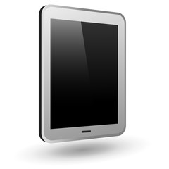 Fictitious touch tablet PC 3 (silver, vertical view). Editable v