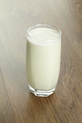 The milk in the glass