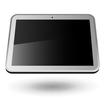 Fictitious touch tablet PC 4 (silver, horizontal view). Editable
