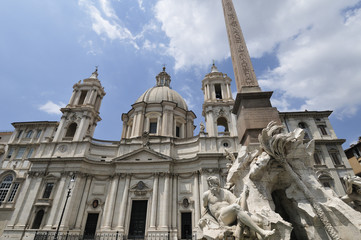 Fototapeta na wymiar Sant' Agnese in Agone Church on Piazza Navona Rome Italy