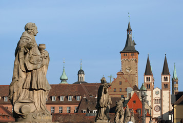 Würzburg Stadtansicht von der Mainbrücke
