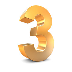 Naklejka premium Number 3 in gold