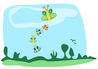 Illustration: Schmetterlinge im Grünen