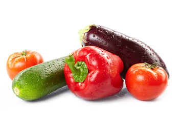 fresh vegetables on the white background