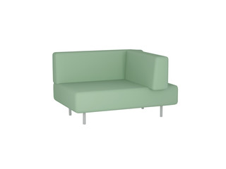 Modern green sofa isolated on white background, 3D illustrations