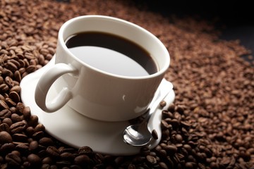coffee beans with white cup