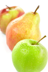 fresh fruits on the white