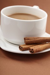 cup of coffee with cinnamon