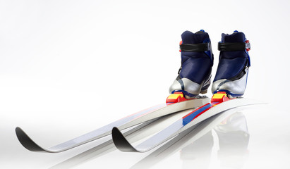 Cross country skis and shoes