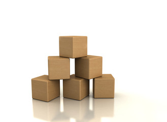 Wooden blocks on white