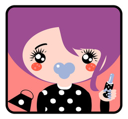Cosmetic Girl Icons, Label, Sticker. Glam Lady emblem from big k