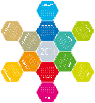 Colorful Hexagons Calendar 2011