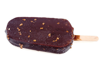 Chocolate ice cream isolated on a white background