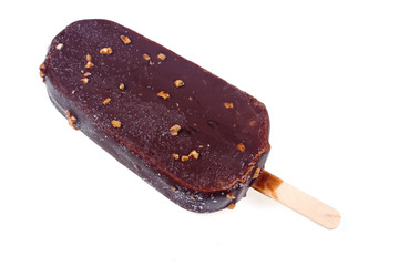 Chocolate ice cream isolated on a white background