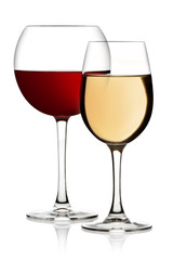 Glass of red and white wine