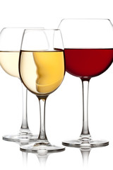 Glass of red and white wine