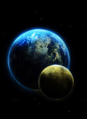 Fototapeta na wymiar Ziemia i Księżyc