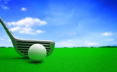 Papier Peint photo autocollant Sports de balle golf ball and a metal golf club