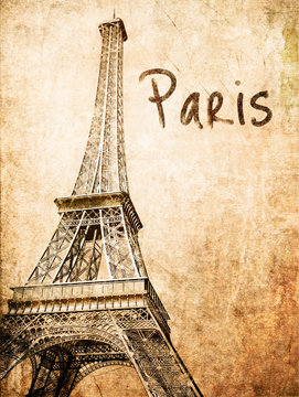 vintage  eiffel card