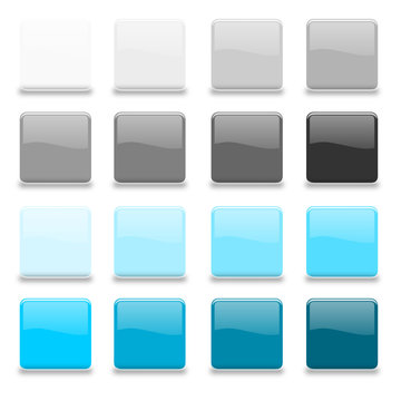 16 Vektor Buttons grau blau
