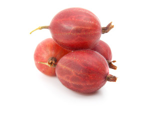 Red gooseberries on a white background.