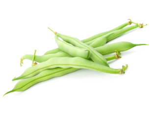 fresh green peas on a white background