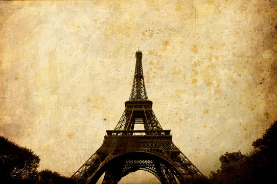 Vintage Eiffel tower card