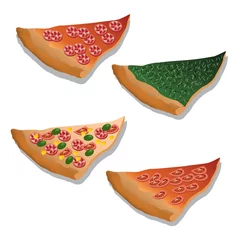 Deurstickers four kind of pizza on the white background © glorcza