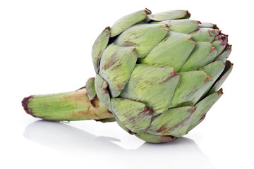Ripe green artichoke vegetable isolated