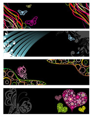 Four banners with butterflies