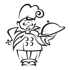 chef with tray of food in hand