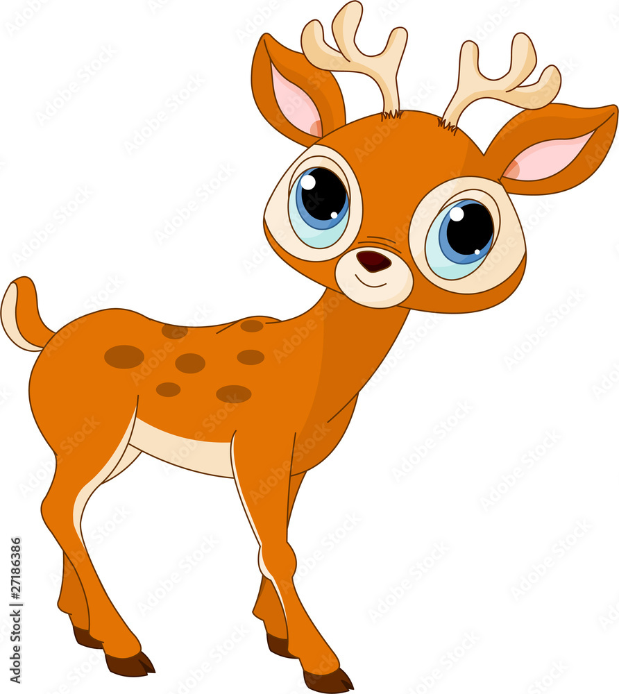 Sticker beautiful cartoon deer