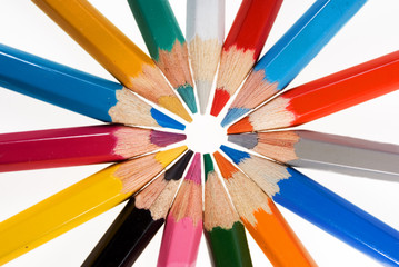 Fototapeta premium Group of color pencils on the white