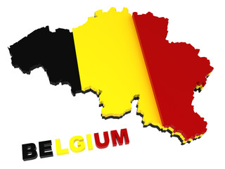 Obraz premium Belgium, map with flag, clipping path included, 3d