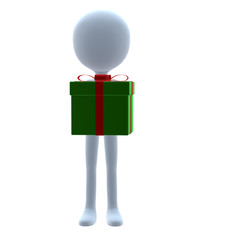 3D Guy Wtih A Christmas Gift Box