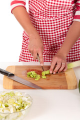 Woman kitchen vegetables