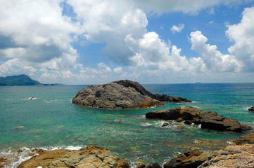 sea and rocks is a beautiful coastline