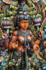 Colorfull Statue of Hindu Goddess Lakshmi