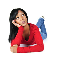 Young woman relaxing looking up