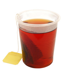 tea in plastic cup