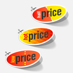 Half, hot and low price signs