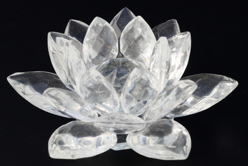 fleur de lotus en verre sur un fond noir