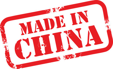 Abstract grunge stamp with the word Made in China written inside